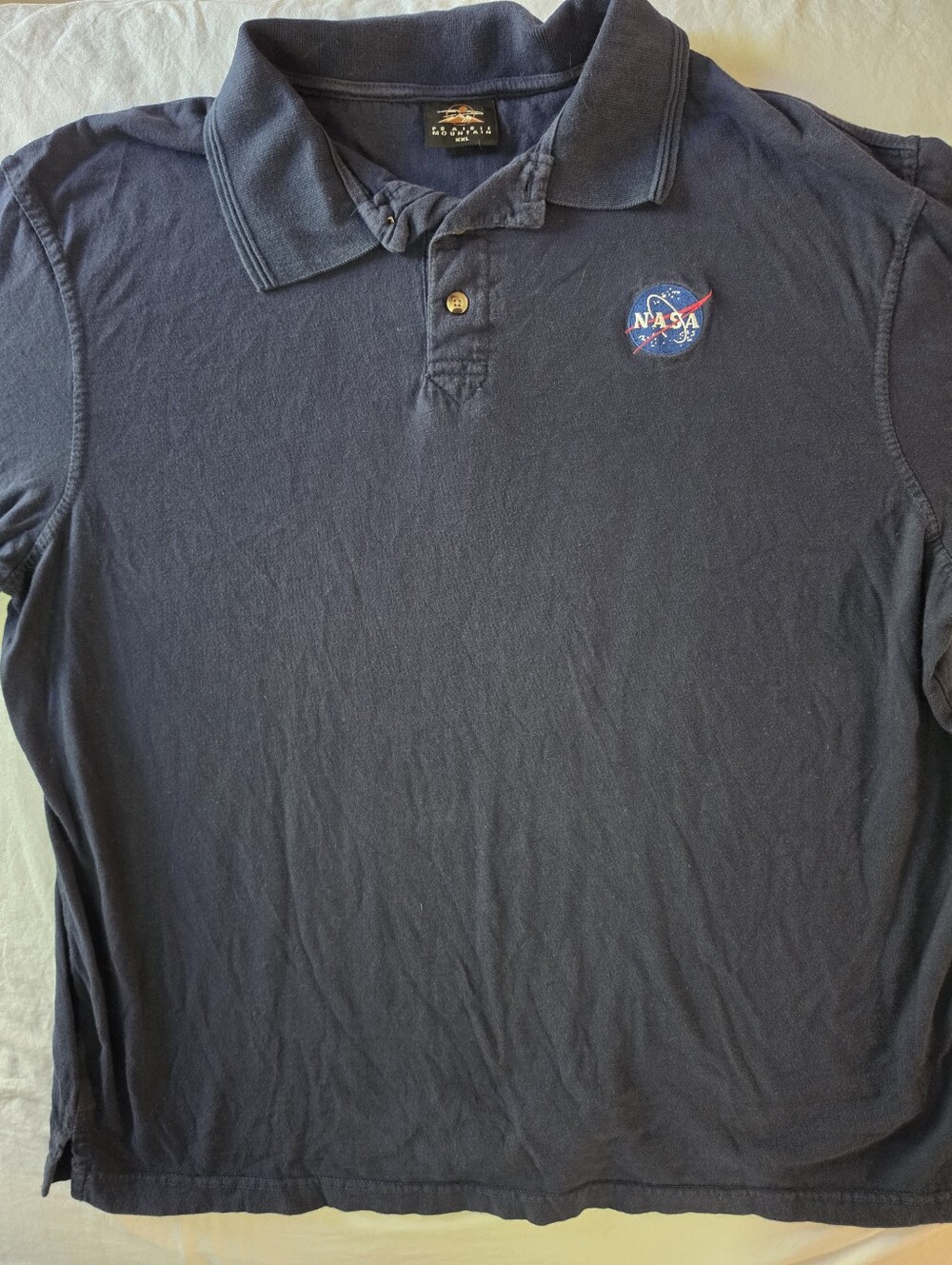 Vintage Prairie Mountain NASA Meatball Logo Navy Blue Polo Shirt XXL